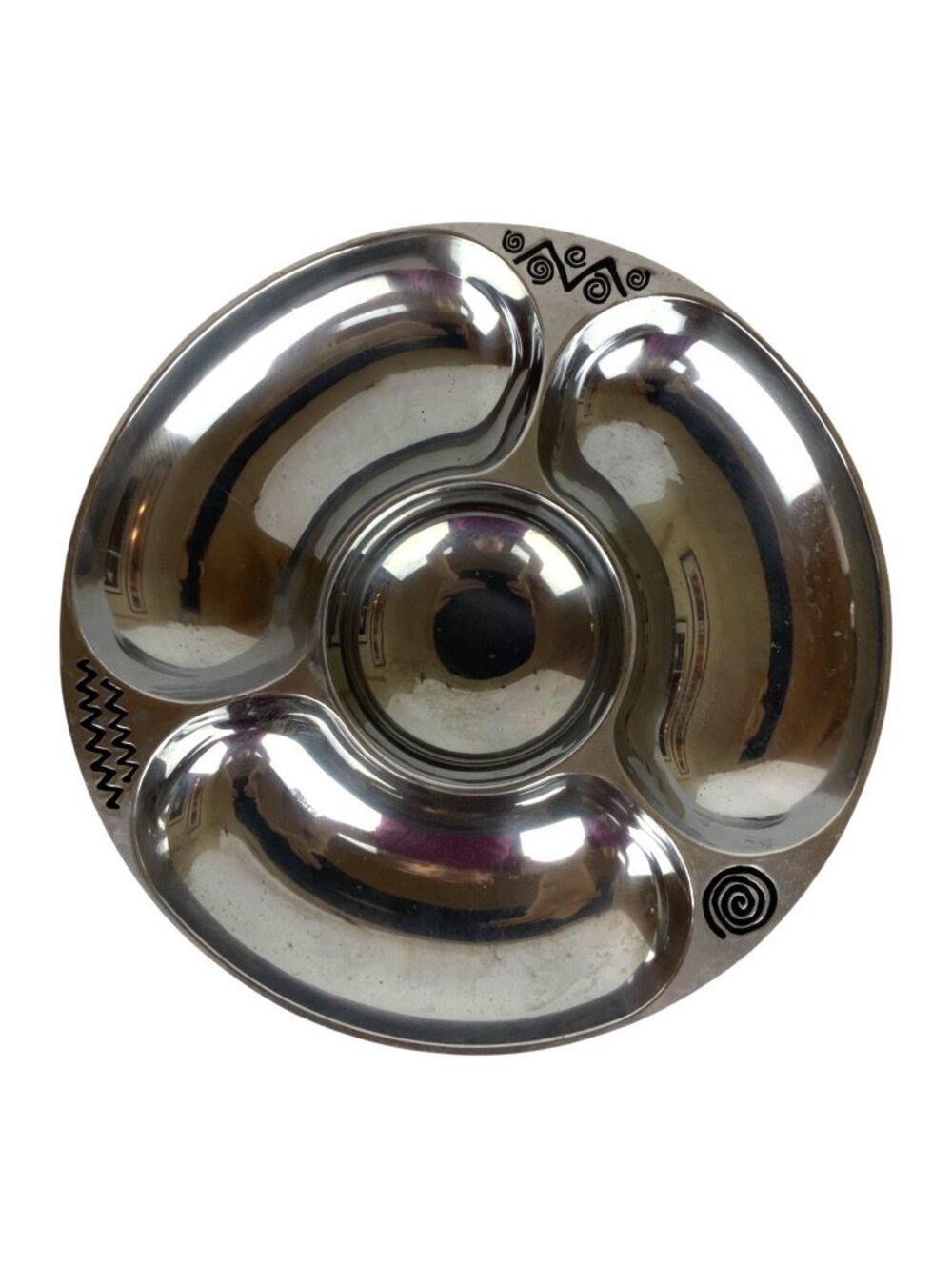 Wilton Armetale Reggae Large Round Chip & Dip Serving Platter 90s Glossy Pewter